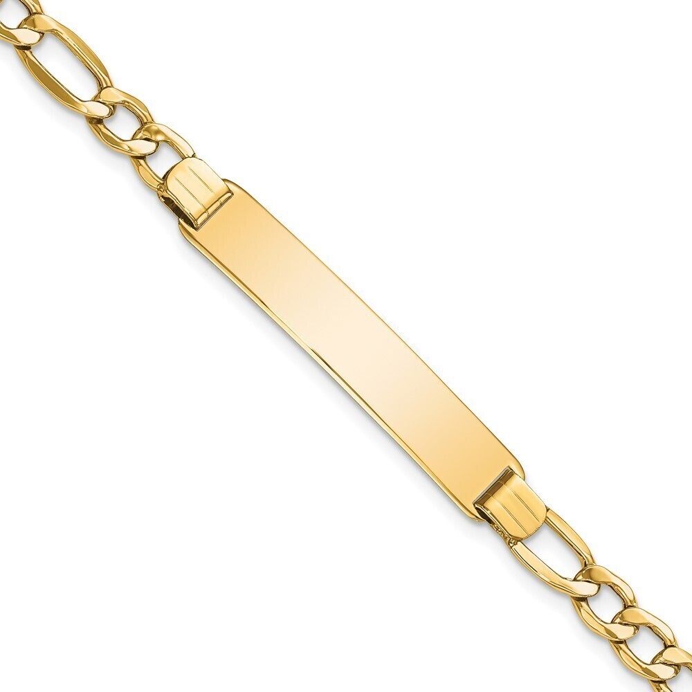 14k Yellow Gold Polished Semi-solid Figaro Id Bracelet